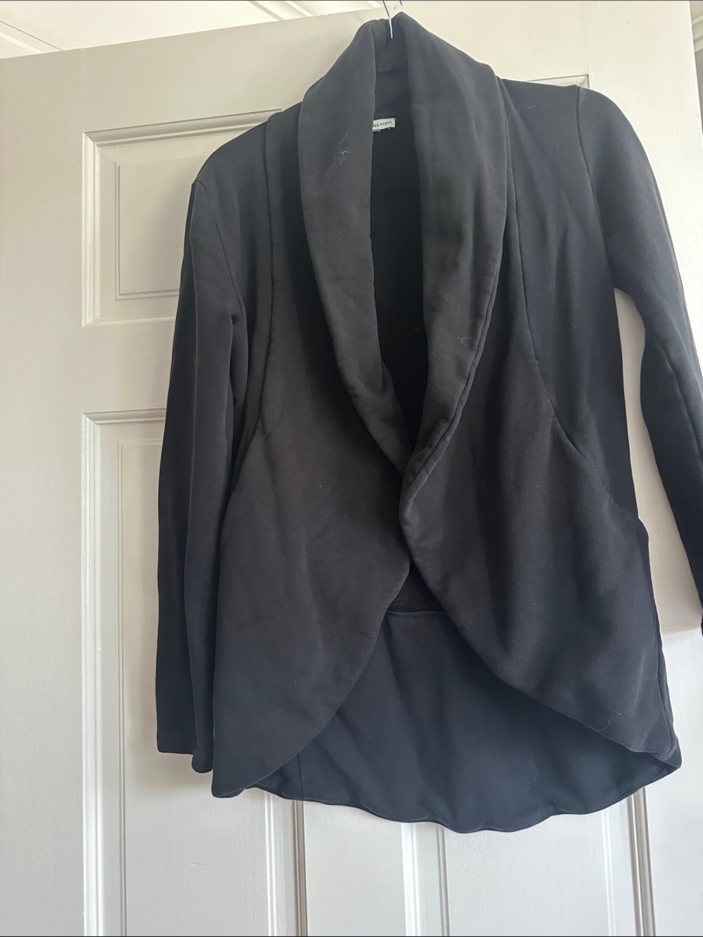 James Perse Black Open-Front Shawl-Collar Blazer